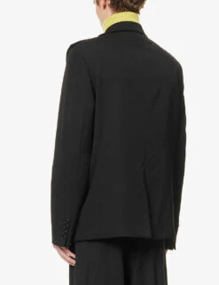 Dive Cross-panel Single-breasted Relaxed-fit Wool Jacket 10 Dive Cross-panel Single-breasted Relaxed-fit Wool Jacket -KOOPES Clothing Shop R04146761 FINEWOOLBLACK ALT03