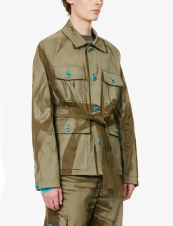 Dive Closure Self-tie Fastening Regular-fit Stretch-cotton Jacket 9 Dive Closure Self-tie Fastening Regular-fit Stretch-cotton Jacket -KOOPES Clothing Shop R04146762 KAKHIPRINTED ALT02