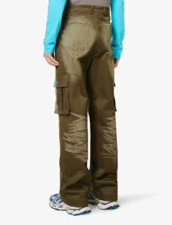 Tie-dye Faded-wash Wide-leg Relaxed-fit Stretch-cotton Cargo Trousers -KOOPES Clothing Shop R04146768 KAKHIPRINTED ALT03