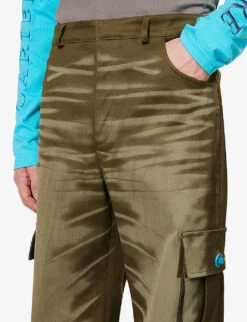 Tie-dye Faded-wash Wide-leg Relaxed-fit Stretch-cotton Cargo Trousers -KOOPES Clothing Shop R04146768 KAKHIPRINTED ALT04