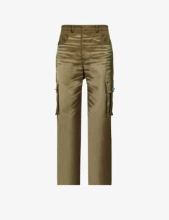 Tie-dye Faded-wash Wide-leg Relaxed-fit Stretch-cotton Cargo Trousers