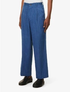 Natural-dye Handwoven Regular-fit Cotton Trousers -KOOPES Clothing Shop R04146814 NAVY ALT02