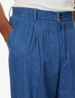 Natural-dye Handwoven Regular-fit Cotton Trousers -KOOPES Clothing Shop R04146814 NAVY ALT04