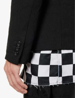 Single-breasted Checked-panel Regular-fit Woven-blend Jacket -KOOPES Clothing Shop R04146908 BLACKWHITE ALT05
