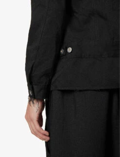 Crew-neck Slip-pocket Woven Jacket -KOOPES Clothing Shop R04146916 BLACK ALT06
