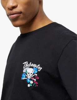 THE KOOPLES Skull-print Logo Cotton T-shirt -KOOPES Clothing Shop R04147345 BLA01 ALT04