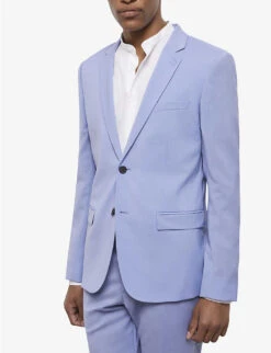 THE KOOPLES Single-breasted Slim-fit Wool Jacket -KOOPES Clothing Shop R04147353 BLU03 ALT02