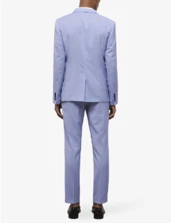 THE KOOPLES Single-breasted Slim-fit Wool Jacket -KOOPES Clothing Shop R04147353 BLU03 ALT03