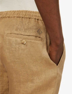 Dorset Brand-embroidered Linen Shorts -KOOPES Clothing Shop R04147849 ICONKHAKI ALT04