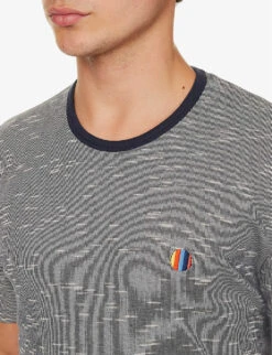 PAUL SMITH Logo-embroidered Crewneck Cotton-blend T-shirt 9 PAUL SMITH Logo-embroidered Crewneck Cotton-blend T-shirt -KOOPES Clothing Shop R04148048 NAVY ALT03