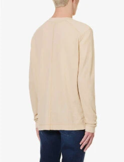 Paige Huntemann Long-sleeved Waffle-textured Cotton-knit T-shirt -KOOPES Clothing Shop R04148231 NATURALCLAY ALT03