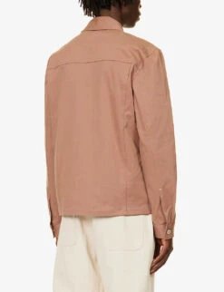 Paige Elsmar Pleated-cuff Regular-fit Stretch-denim Jacket -KOOPES Clothing Shop R04148232 DEEPMAUVE ALT03