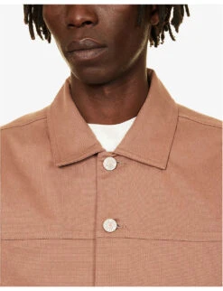 Paige Elsmar Pleated-cuff Regular-fit Stretch-denim Jacket -KOOPES Clothing Shop R04148232 DEEPMAUVE ALT04