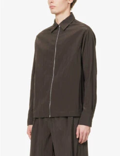 Zip-up Brand-embroidered Regular-fit Wool-blend Jacket -KOOPES Clothing Shop R04148566 VINTAGEBLACK ALT02