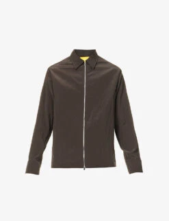 Zip-up Brand-embroidered Regular-fit Wool-blend Jacket