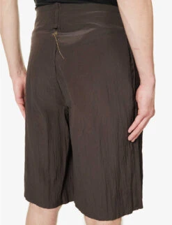 Pleated Brand-embroidered Wool-blend Shorts -KOOPES Clothing Shop R04148567 VINTAGEBLACK ALT04