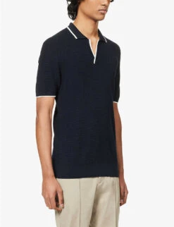 ORLEBAR BROWN Horton Contrast-stripe Knitted Wool Polo Shirt -KOOPES Clothing Shop R04150080 NAVY ALT02