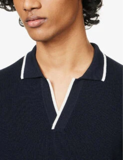 ORLEBAR BROWN Horton Contrast-stripe Knitted Wool Polo Shirt -KOOPES Clothing Shop R04150080 NAVY ALT04