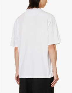 Prada Interlock Brand-plaque Cotton-jersey T-shirt -KOOPES Clothing Shop R04152241 WHITE ALT03