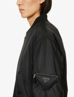 Prada Re-Nylon Brand-badge Boxy-fit Recycled-polyamide Jacket -KOOPES Clothing Shop R04152250 BLACK ALT04