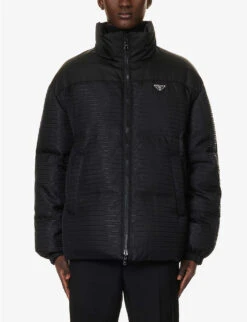 Prada Re-Nylon Logo-plaque Padded Recycled-polyamide Jacket -KOOPES Clothing Shop R04152251 BLACK ALT03