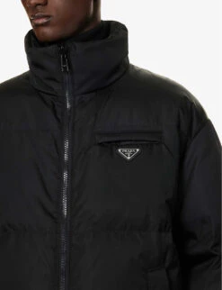 Prada Re-Nylon Logo-plaque Padded Recycled-polyamide Jacket -KOOPES Clothing Shop R04152251 BLACK ALT05