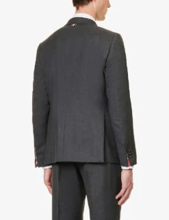 Single-breasted Striped-trim Regular-fit Wool Jacket -KOOPES Clothing Shop R04152257 DARKGREY ALT03