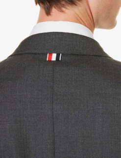 Single-breasted Striped-trim Regular-fit Wool Jacket -KOOPES Clothing Shop R04152257 DARKGREY ALT04