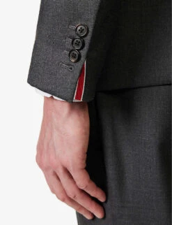 Single-breasted Striped-trim Regular-fit Wool Jacket -KOOPES Clothing Shop R04152257 DARKGREY ALT05