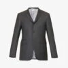 Single-breasted Striped-trim Regular-fit Wool Jacket -KOOPES Clothing Shop R04152257 DARKGREY M