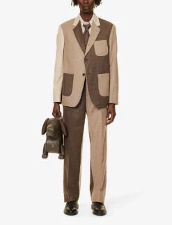 Fun-Mix Contrast-panel Regular-fit Wool Jacket -KOOPES Clothing Shop R04152272 DARKBROWN ALT01