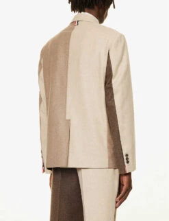 Fun-Mix Contrast-panel Regular-fit Wool Jacket -KOOPES Clothing Shop R04152272 DARKBROWN ALT03