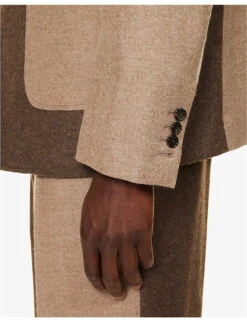 Fun-Mix Contrast-panel Regular-fit Wool Jacket -KOOPES Clothing Shop R04152272 DARKBROWN ALT05