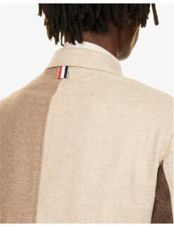 Fun-Mix Contrast-panel Regular-fit Wool Jacket -KOOPES Clothing Shop R04152272 DARKBROWN ALT06