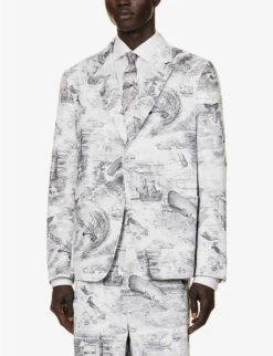 Graphic-print Regular-fit Cotton-canvas Jacket -KOOPES Clothing Shop R04152279 BLKWHT ALT02