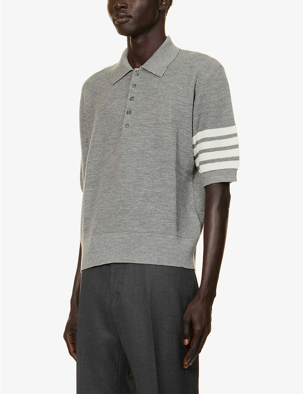 Four-bar Regular-fit Wool-knit Polo Shirt 5 Four-bar Regular-fit Wool-knit Polo Shirt - Image 3