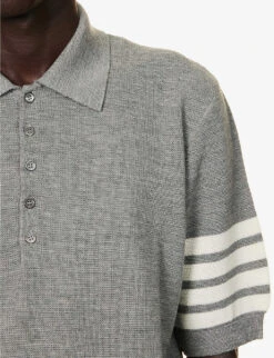 Four-bar Regular-fit Wool-knit Polo Shirt 13 Four-bar Regular-fit Wool-knit Polo Shirt -KOOPES Clothing Shop R04152286 LIGHTGREY ALT05