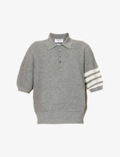 Four-bar Regular-fit Wool-knit Polo Shirt