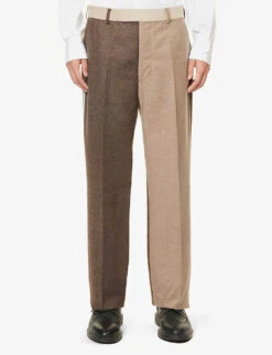 Fun-Mix Straight-leg Relaxed-fit Wool Trousers -KOOPES Clothing Shop R04152292 DARKBROWN ALT02