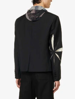 Origami Laser-cur Regular-fit Woven Blazer 10 Origami Laser-cur Regular-fit Woven Blazer -KOOPES Clothing Shop R04152306 BLACK ALT03