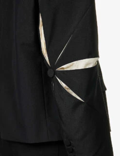 Origami Laser-cur Regular-fit Woven Blazer 12 Origami Laser-cur Regular-fit Woven Blazer -KOOPES Clothing Shop R04152306 BLACK ALT05