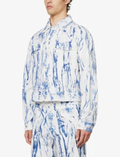 Washed Graphic-print Regular-fit Denim Jacket -KOOPES Clothing Shop R04152307 WHITEBLUE ALT02