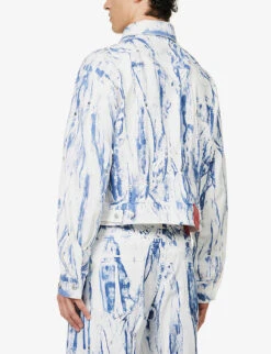 Washed Graphic-print Regular-fit Denim Jacket -KOOPES Clothing Shop R04152307 WHITEBLUE ALT03