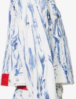 Washed Graphic-print Regular-fit Denim Jacket -KOOPES Clothing Shop R04152307 WHITEBLUE ALT05