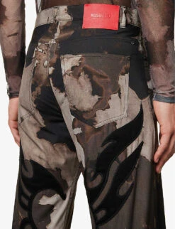 Burn Printed Brand-embroidered Straight-leg Cotton Trousers -KOOPES Clothing Shop R04152310 BURNPRINT ALT04