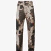 Burn Printed Brand-embroidered Straight-leg Cotton Trousers