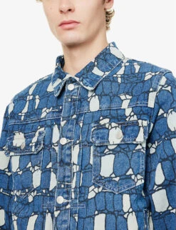 Billionaire Boys Club Gator Graphic-print Denim Jacket -KOOPES Clothing Shop R04153425 BLUE ALT04