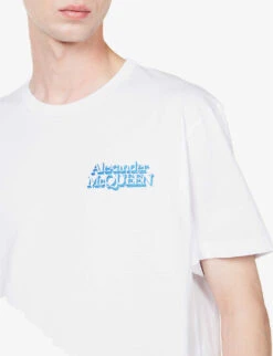 Alexander McQueen Brand-embroidered Regular-fit Cotton-jersey T-shirt -KOOPES Clothing Shop R04153550 WHITE ALT04