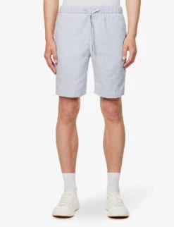 Drawstring Mid-rise Linen And Cotton-blend Shorts -KOOPES Clothing Shop R04153580 HALOGENGREY ALT03
