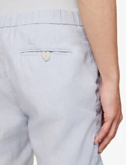 Drawstring Mid-rise Linen And Cotton-blend Shorts -KOOPES Clothing Shop R04153580 HALOGENGREY ALT04